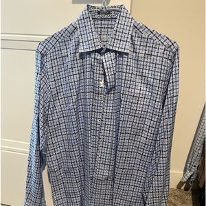 Mens plaid long sleeve cotton dress shirt
